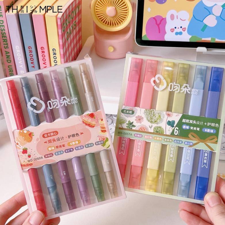 

Stabilo / highlighter pastel double tip 6 colors warna-THIMPLE