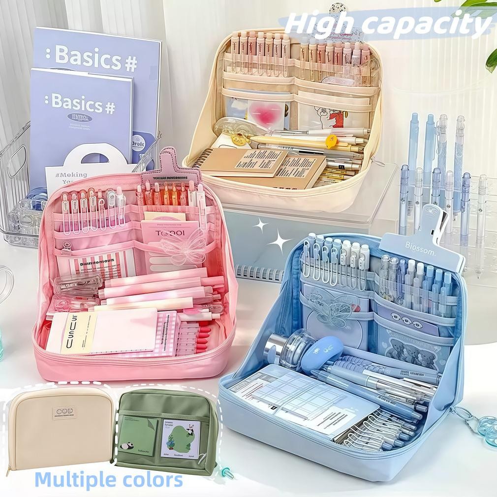 

IRIS 8/12 Layer Super Large Capacity Pencil Case Kawaii Canvas Pencil Box/ Pencil Cases Large Capacity Pen Bag AST