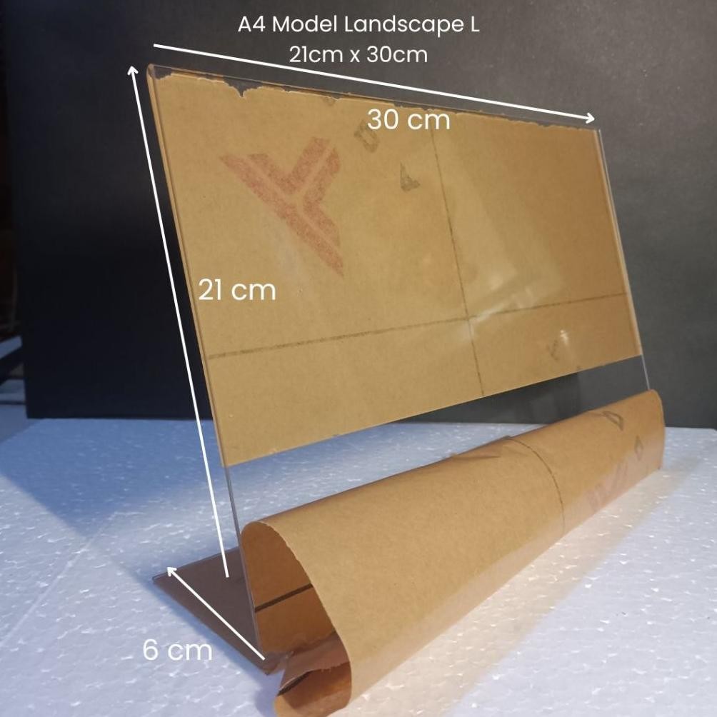 

Akrilik Tempat Brosur Tent Card A4 21 x 30 cm Landscape L Tebal 2mm AST