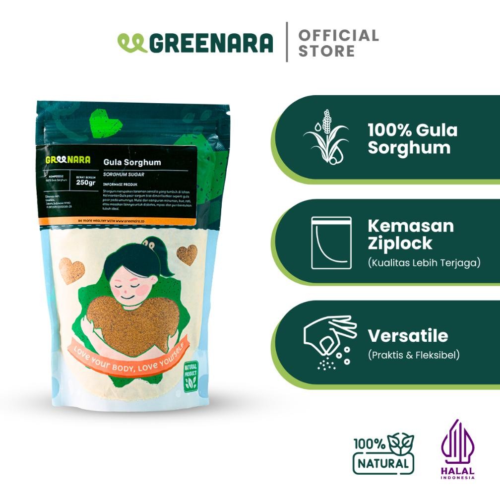 

Greenara Natural Sweetener Sorghum Sugar 250gr / Gula Sorghum / Pemanis Alami