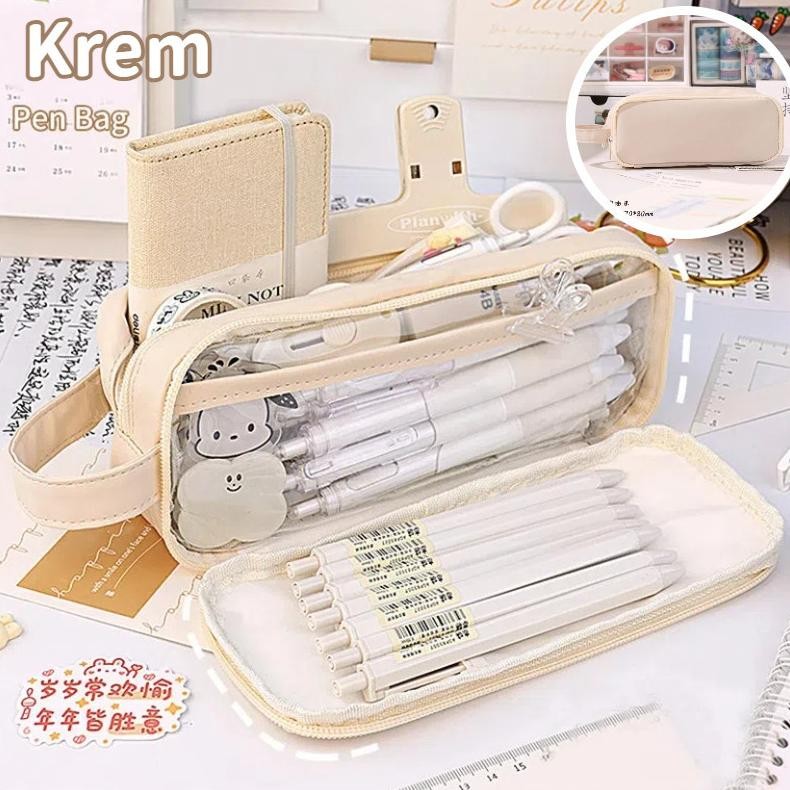 

LOOOOPY Pencil Case Large Capacity Pencil Case Simple Japanese Stationery Storage Bag School Office Supplies AST