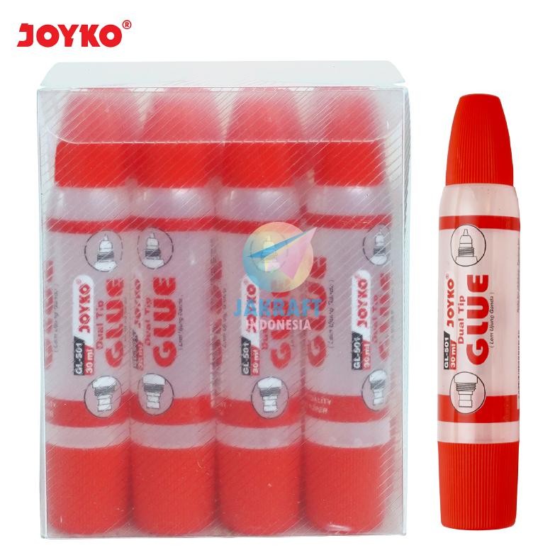 

(12 Pcs) GROSIR Lem Cair Dual Tip JOYKO GL-501 Paper Glue Kertas Kain Busa Prakarya Serbaguna 35 ml Bening Transparan 2 Sisi Lubang | PACK AST