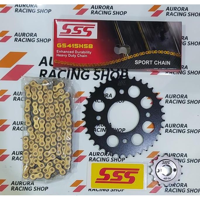 GEAR SET SSS BLACK SUPRA 125 / BLADE / REVO & RANTAI SSS 415 HSB GOLD