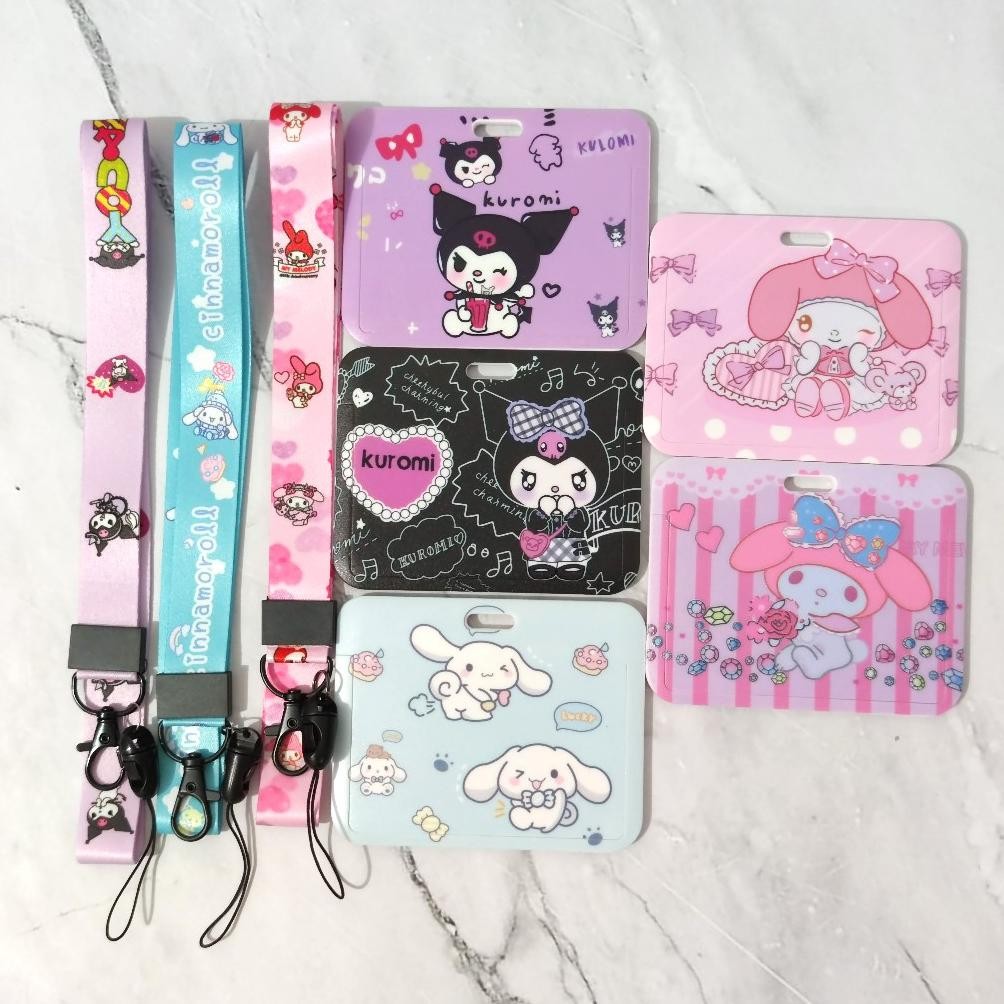 

Kalung Lanyard Kartu Sarnio Sanriyo Sanryo Zanrio / Name Tag Holder Moroll Kurom Melody Horizontal AST
