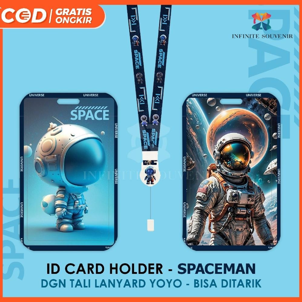 

(N017) ID Card Holder Tali Yoyo Human Space/ Nametag Yoyo Astronaut / Space Human / Card Holder Yoyo / Cat / Card Holder Tali Bisa Ditarik AST