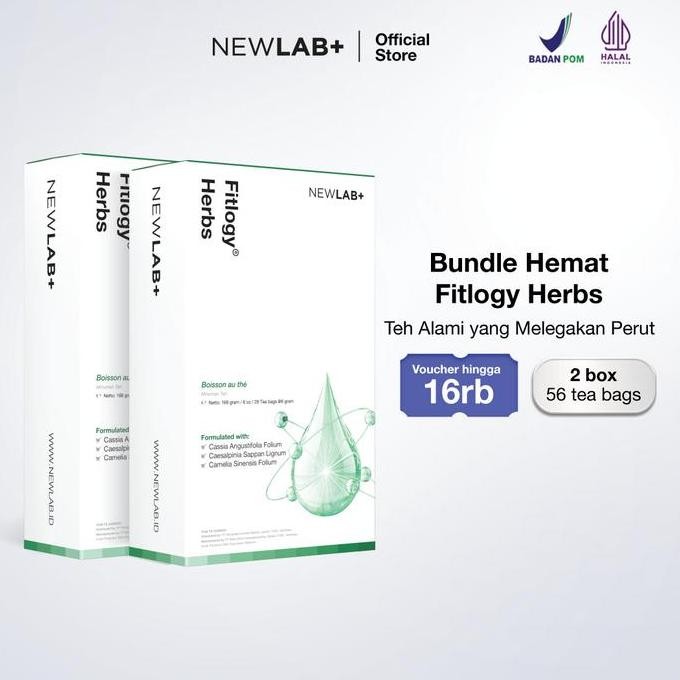 

NEWLAB PAKET 2 BOX FITLOGY TEA DRINK | HERBAL TEA | MINUMAN TEH HIJAU HERBAL 56 TEA BAGS ORIGINAL DAN TERPERCAYA