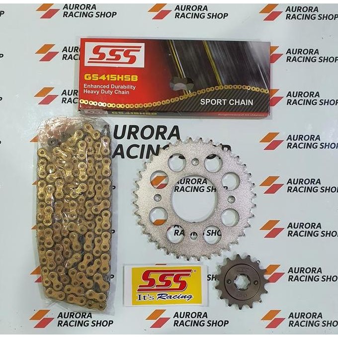 Gear Set SSS Supra X 125 / Blade / Revo & Rantai SSS 415 HSB Gold