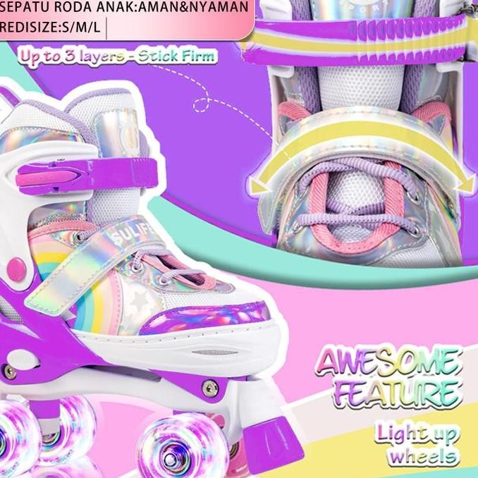 Sepatu Roda Menyala 4 Ukuran yang Dapat Disesuaikan untuk Anak Laki-laki Perempuan Outdoor Kaki 3 - 