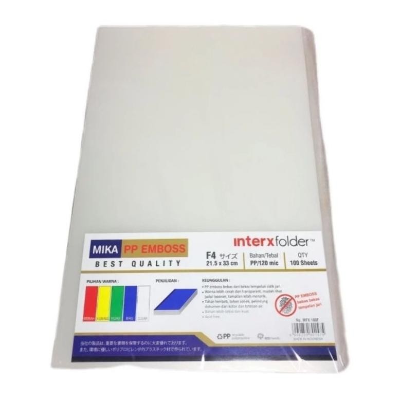 

Plastik Mika Jilid Folio F4 New Emboss Inter X (100 pcs) AST