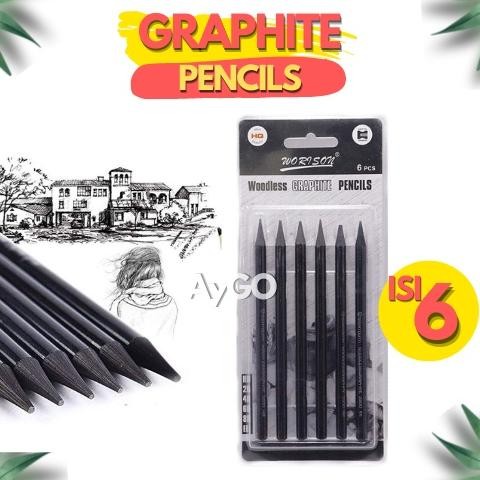 

DRAWING PENCILS / WOODLESS GRAPHITE 6S / PENSIL LUKIS / PENSIL CHORCOAL AST