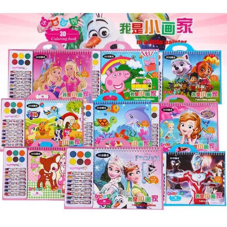 

Buku Melukis Anak - Buku DIY Mewarnai + crayon mini AST