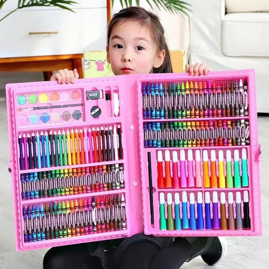 

Art Set Isi 86 Pcs Pensil Crayon Warna Cat Air Menggambar Satu Set AST