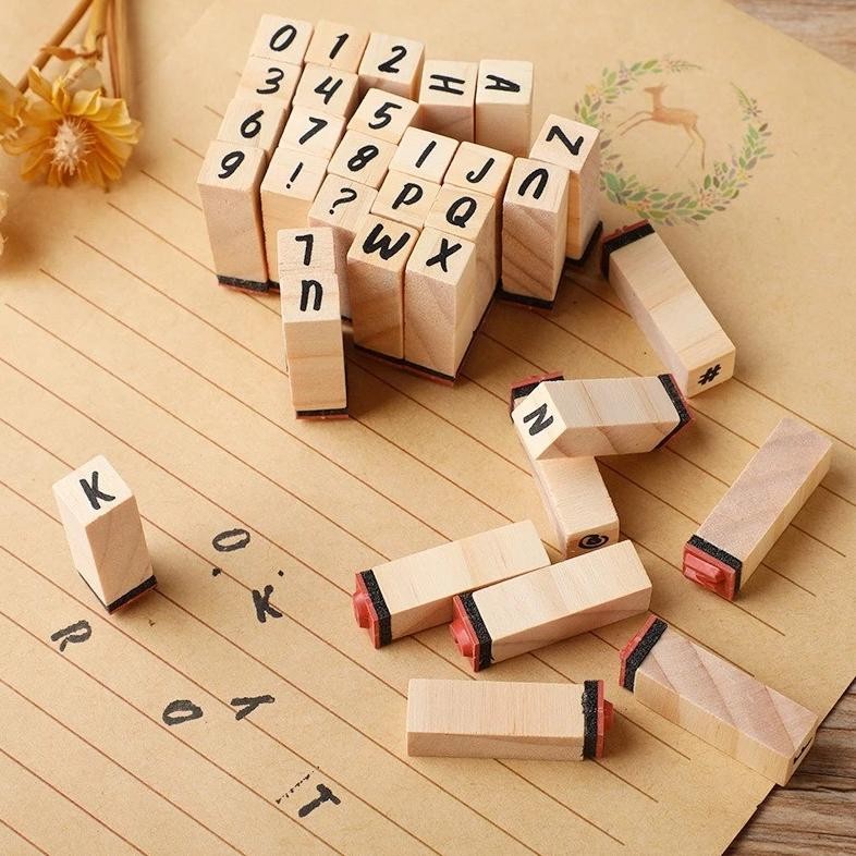 

Rhaast Aesthetic Wooden Stamp Alphabet Set / Paket Stempel Kayu Estetik untuk Journaling Bujo Jurnal Scrapbook Vintage Wood DIY Bullet Alfabet AST