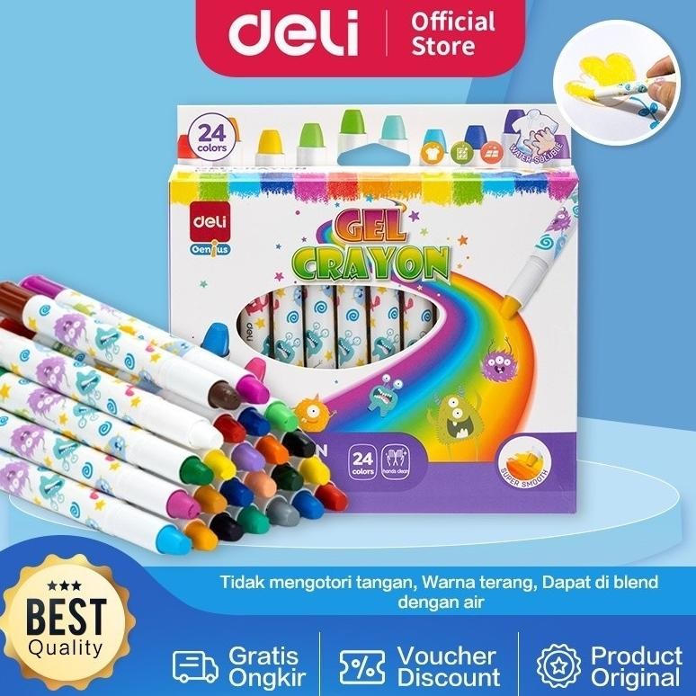 

Deli Crayon Gel / Krayon Mudah di bersihkan Aman - EC211-XX AST
