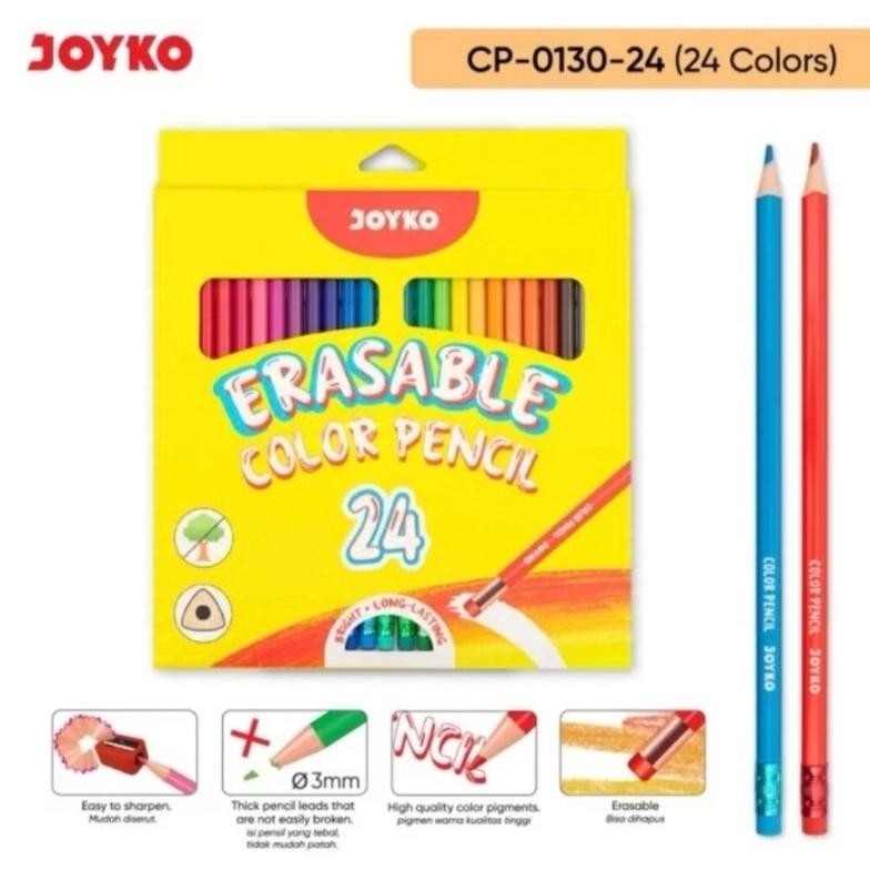 

Erasable Color Pencil Pensil Warna Dapat Dihapus Joyko CP-0130 Triangle Grip AST