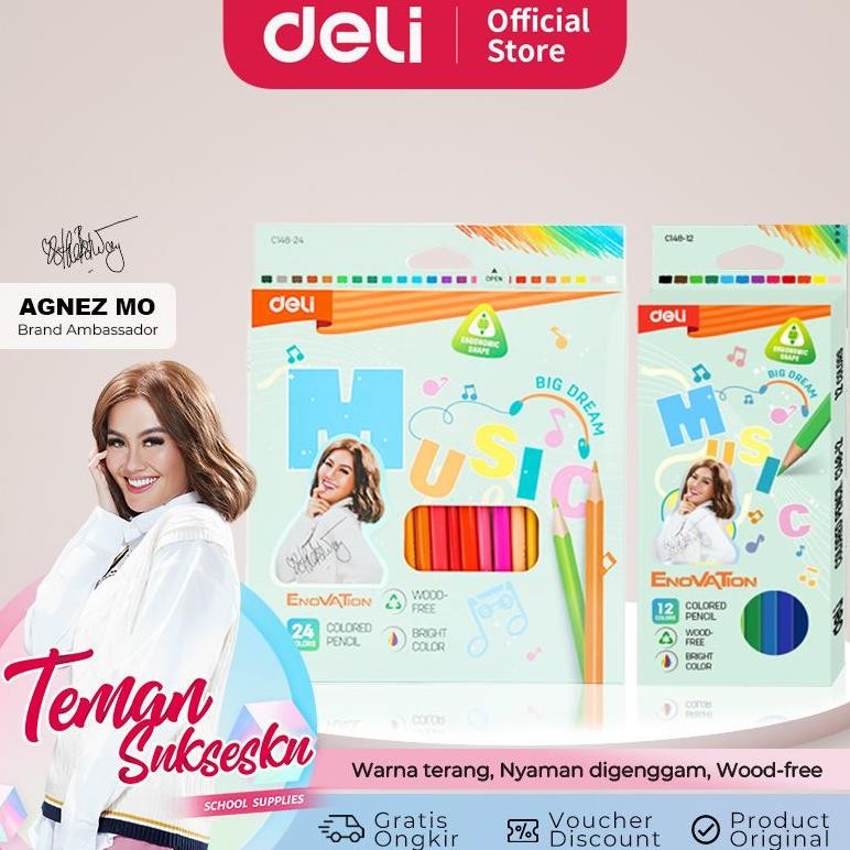 

Colored Pencil / Pensil Warna 12 24 Warna CC148 DELI X AGNEZ MO AST