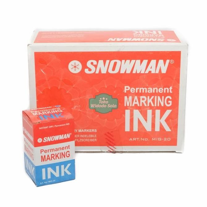 

Tinta Spidol Permanen Snowman Mig20 20Ml Hitam Merah Biru Marking - 1 Pack Isi 12 Buah New Stok
