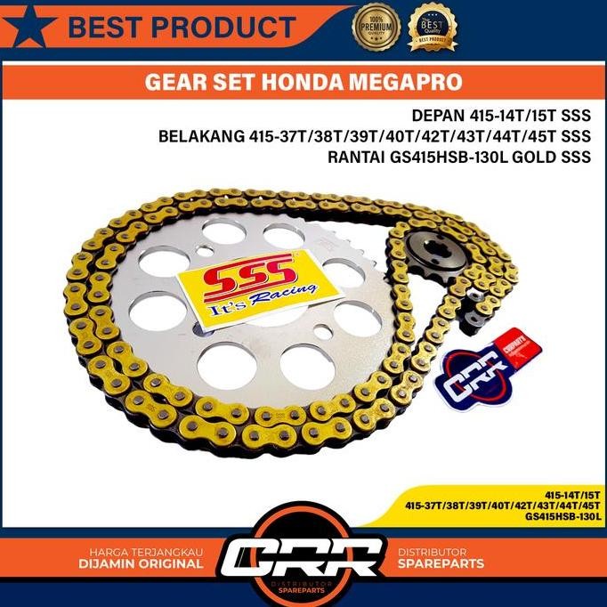 Gear Set Girset SSS 415 Honda Megapro CB150R Street Fire CBR150 Sonic 150 Supra GTR Verza Ukuran 37T
