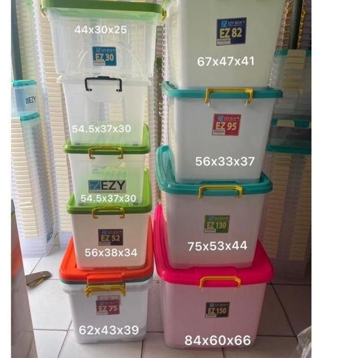 

Terlaris Box Container Plastik Ezy Serbaguna Roda 45, 52, 82, 95, 130, 150