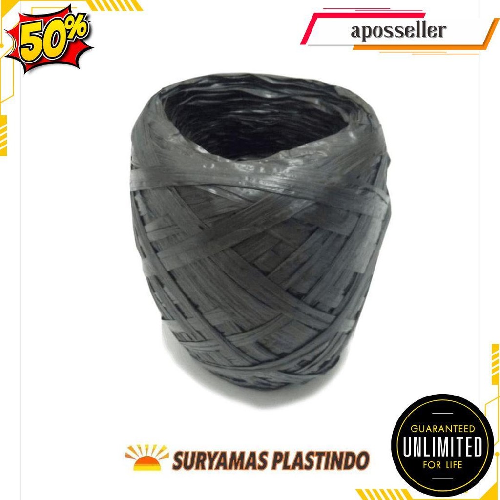 

Tali Rafia Gulungan Besar 1Kg Full Tali Plastik Warna Hitam Bisa Cod