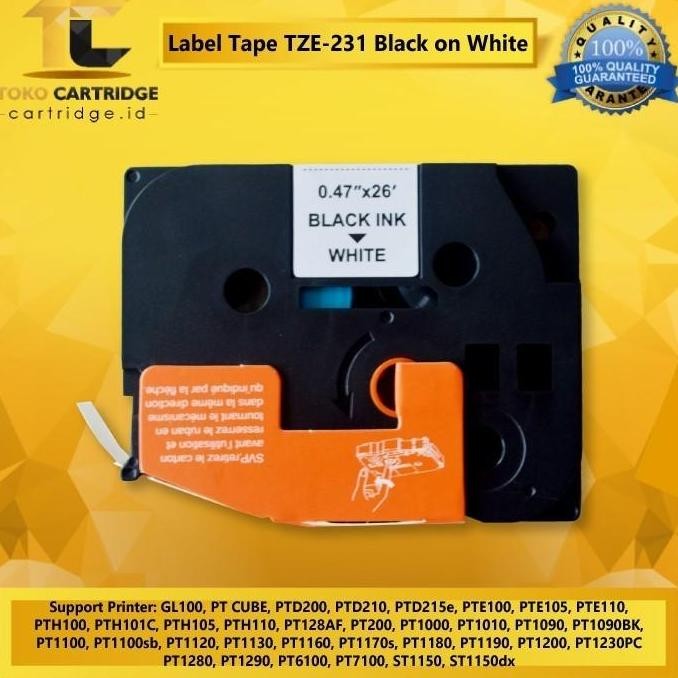 

Label Tape Tze231 12Mm Pth105 Pth110 Pt128Af Pt200 Pt1000 Black White New Stok