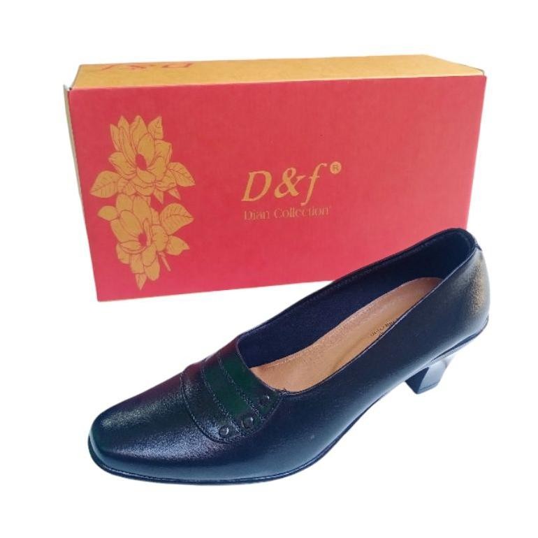 ad-77 Am67 d&f 1003| Sepatu Pantofel Kerja Kantor Hitam Heels 6cm Termurah Premium