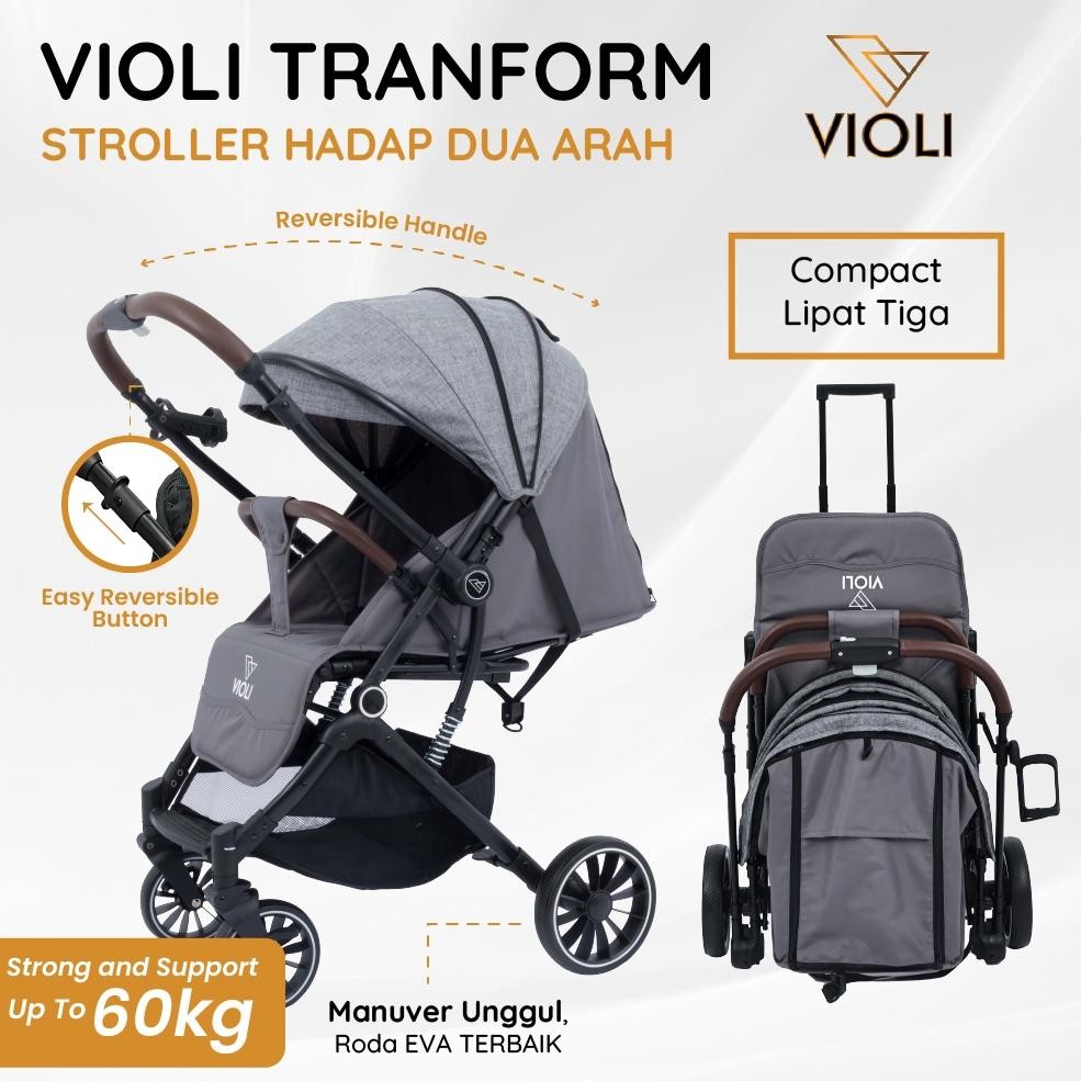 [FREE TRAVEL BAG] Violi Transform - Reversible Stroller 2 Arah Bayi Anak Kereta Dorong Ringan Easy F