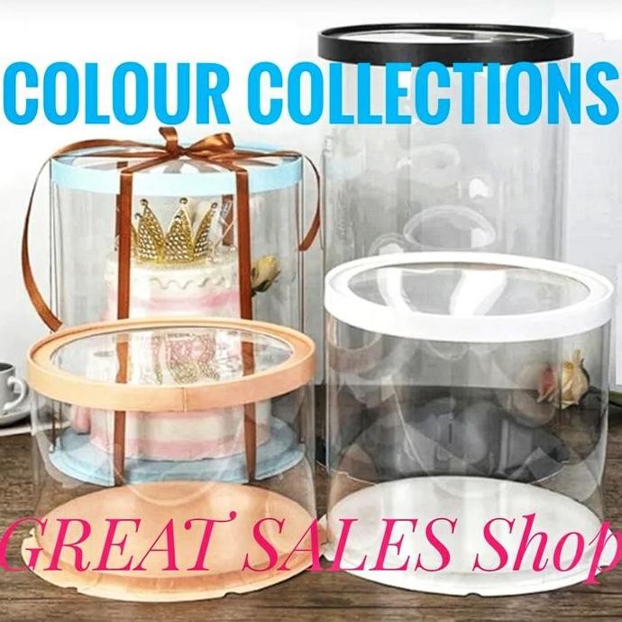 Cake Box Bulat Dus Kue Kotak Kue Transparant Mika Pet Ukuran 30 Cm