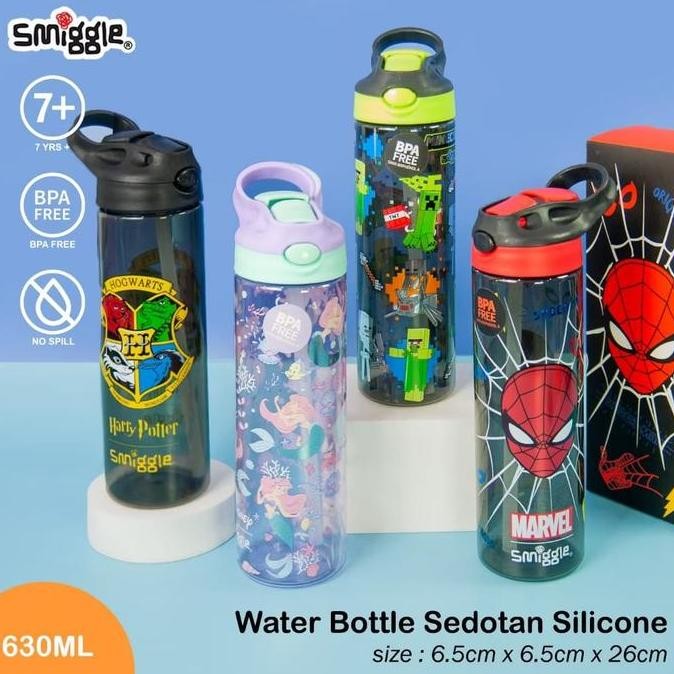 Botol Minum Waterbottle Smiggle Sedotan Silikon 630Ml Bpa Free