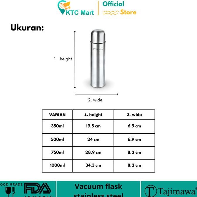 Ktcmart - Tajimawa Thermos Air Panas 1000Ml / Termos Vacum