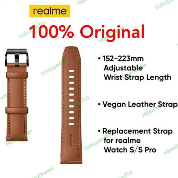Tersedia Realme Watch 2 Pro S ORIGINAL Strap Vegan Leather 22mm Tali Kulit Jam