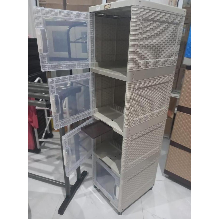 Rak Piring Plastik Akako Susun Pintu Swing Penyimpanan