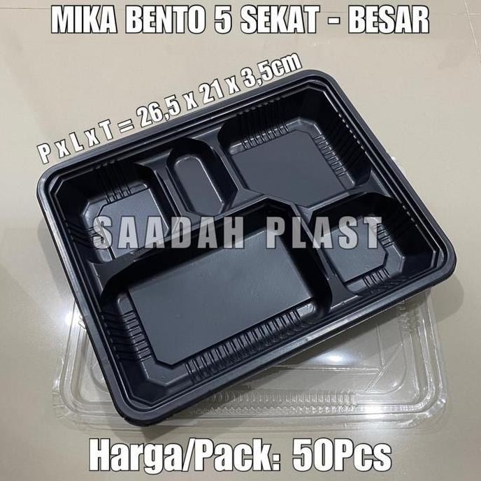 (Isi 50) Mika Bento 5 Sekat Besar / Tray Bento / Box Nasi Kotak Makan