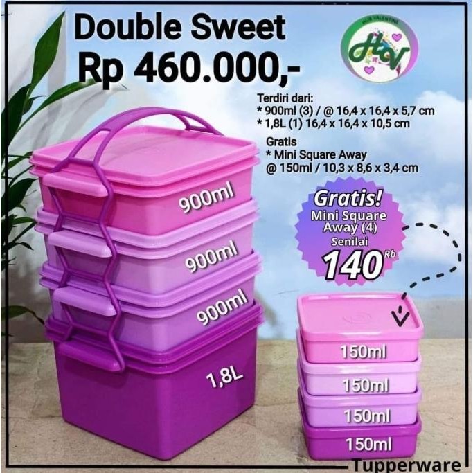 Tupperware Rantang Double Sweet Free [A08]