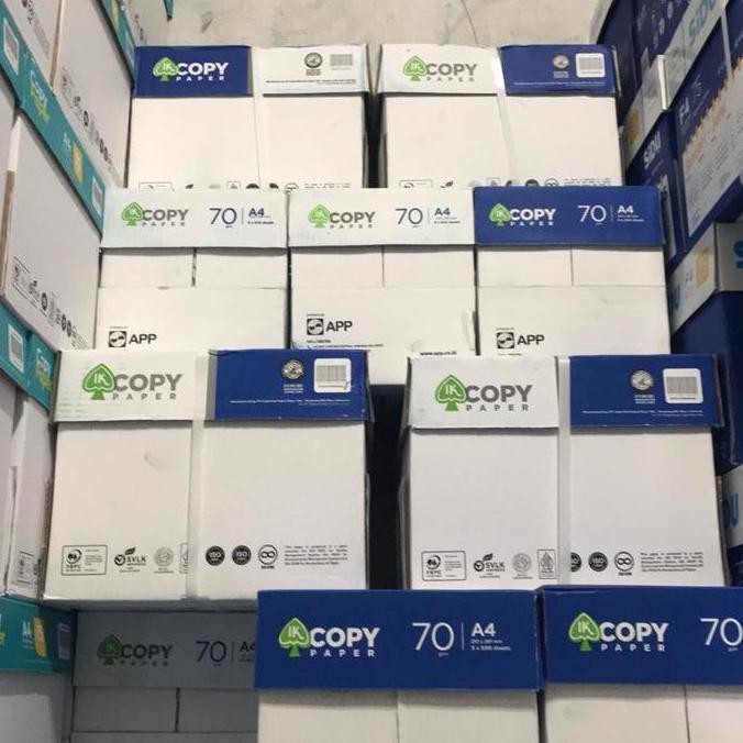 

TERBARU - KERTAS HVS A4 / F4 70 gram IK COPY PAPER ( 1 box isi 5 rim) Stationery 1 Karton