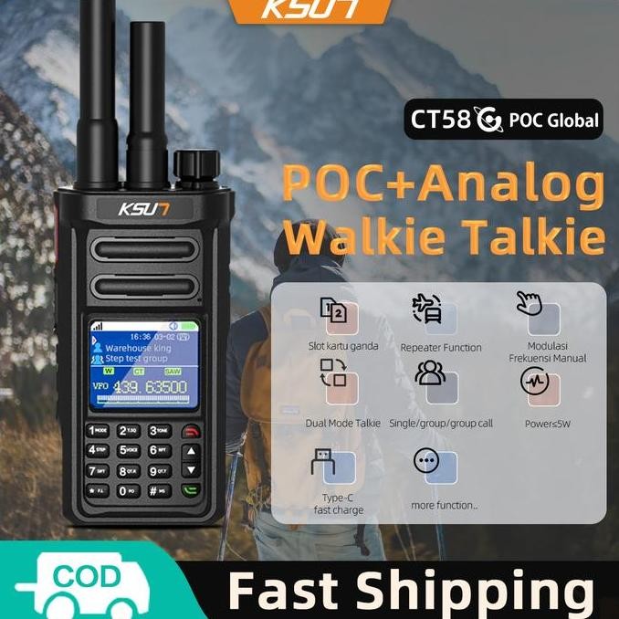 TERBARU - [ POC Global ] HT POC 4G+Analog HT KSUN CT58 HT Jarak Jauh 50Km