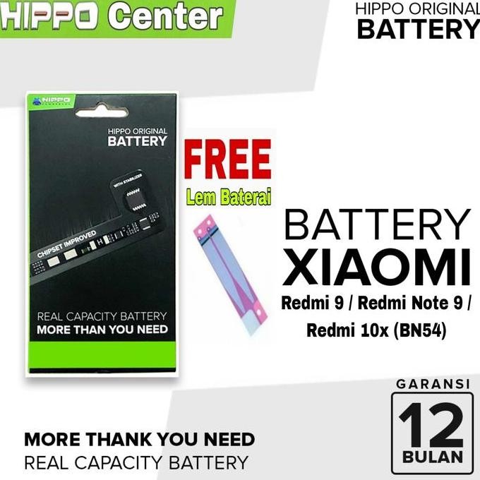 Baterai Hippo Xiaomi Redmi Note 9 ( Bn54 ) Hippo Baterai Xiao Mi Bn54