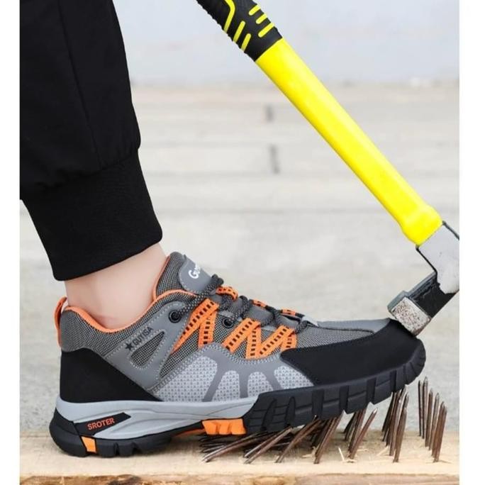 Tersedia sepatu safety sporty GUYISA GREY 110 ujung besi import pria wanita