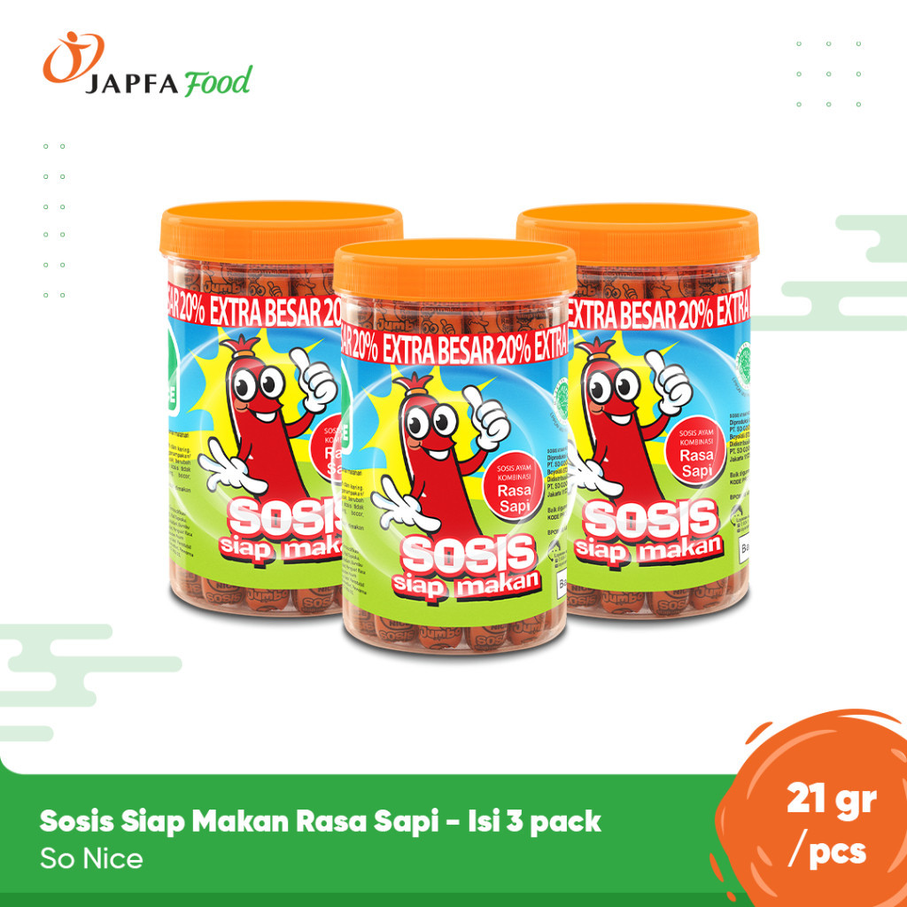 

So Nice Sosis Siap Makan Rasa Sapi 24 Pcs x 21 gr - Isi 3 pack