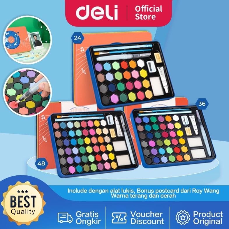 

Deli Solid Watercolor Paint / Set Air Padat Warna Terang Dengan Kuas Air Otomatis 73936-36 & 73936-24 Murah...!! AST