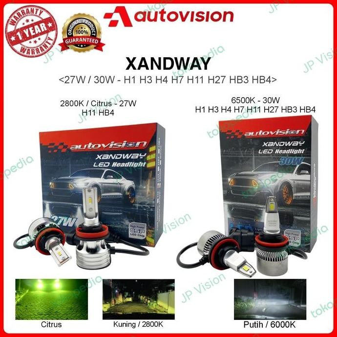 Lampu LED Mobil H11 / H7 / HB3 / HB4 Autovision Xandway 30 Watt