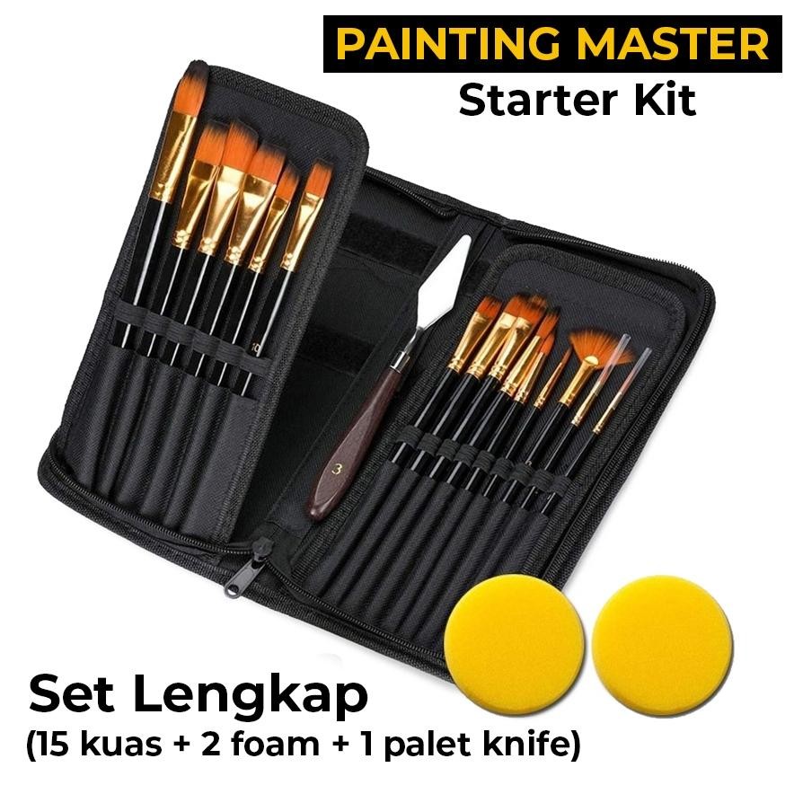 

Art Brush Set Kuas Lukis 18 in 1 Kuas Alat Lukis Set Lengkap Mixing AST