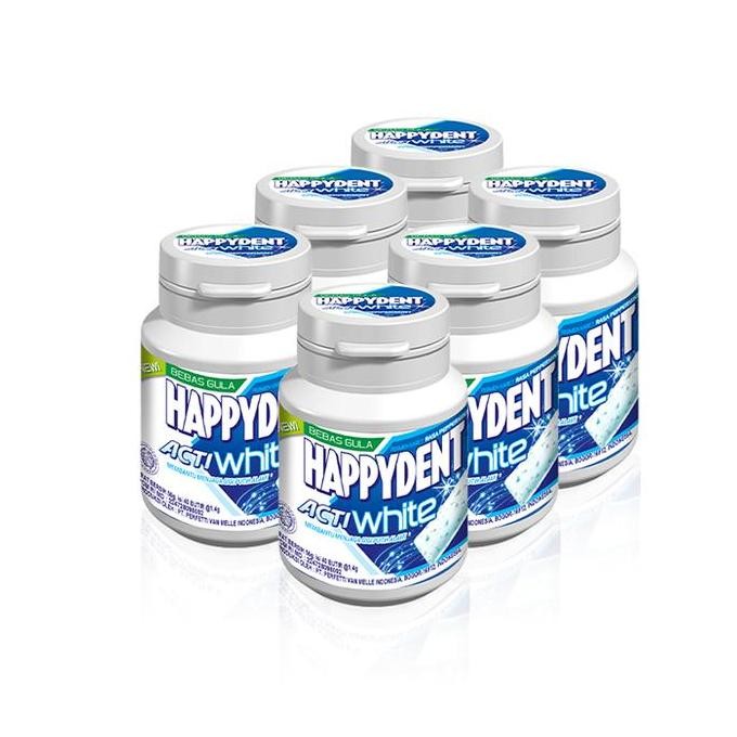 

Happydent Acti White Sugar Free 336G - Permen Karet Mint (6 Botol)