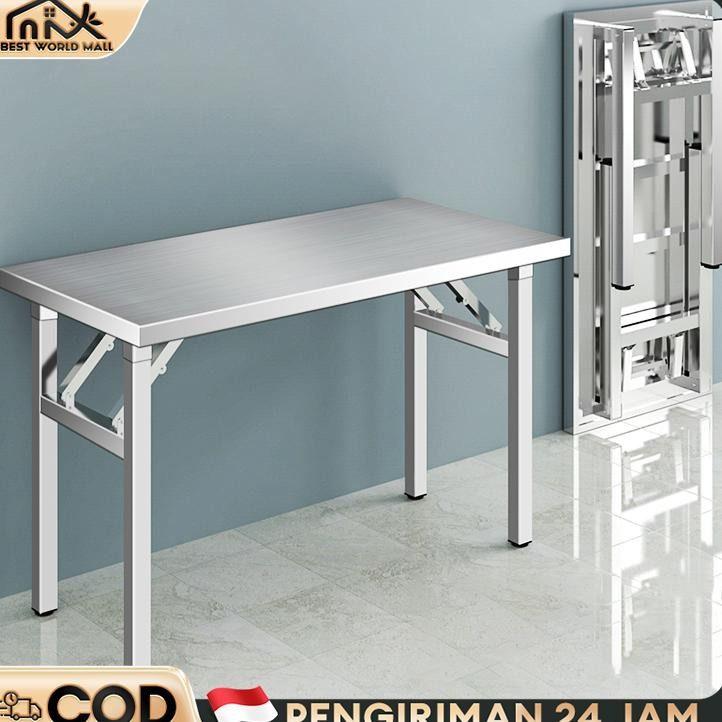 Meja Lipat Portable Meja Lipat Stainless Meja Belajar Meja Pelatihan Serbaguna Meja Kantor Besi Meja