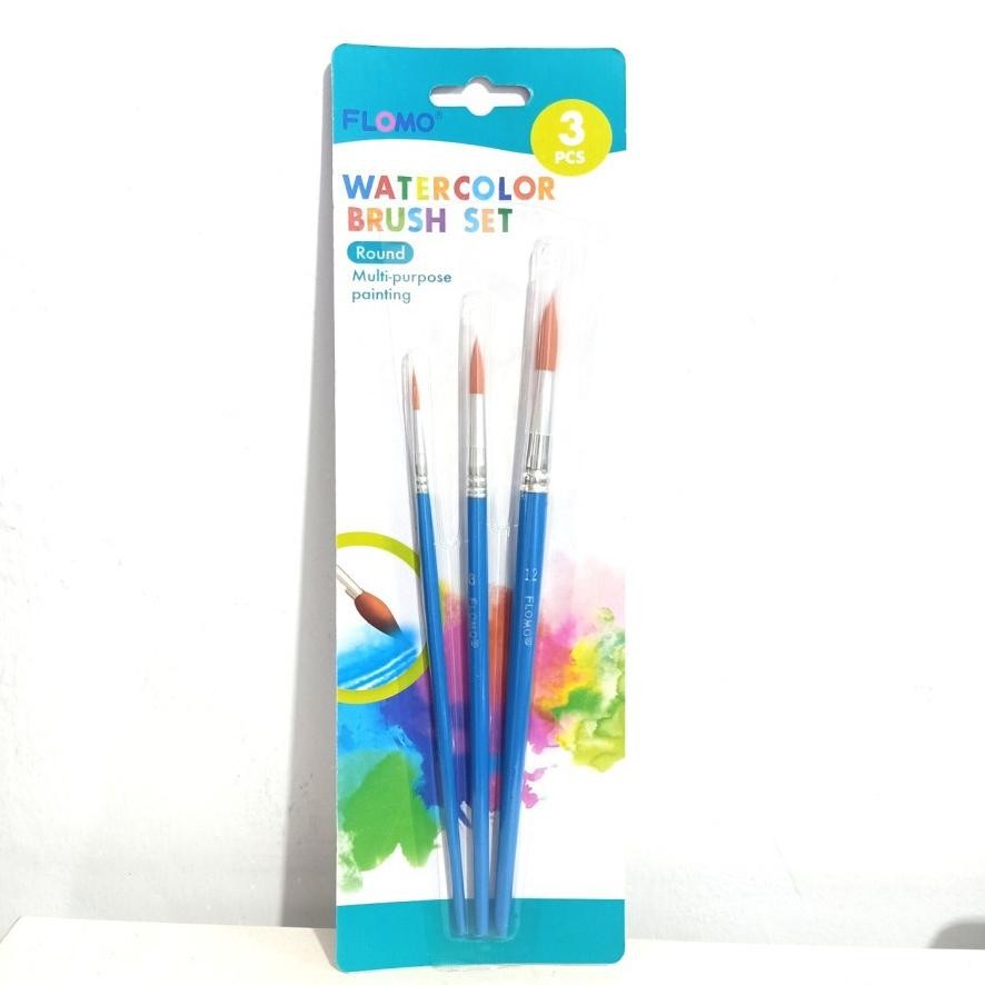 

Set Kuas Flomo Water Colors Brush Multi Purpose Painting Round and Flat AST