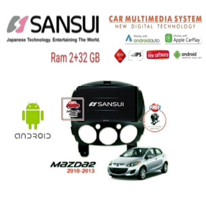 Tersedia Head Unit Android Sansui 9 Inch OEM Mazda 2 2010 Up + Kamera