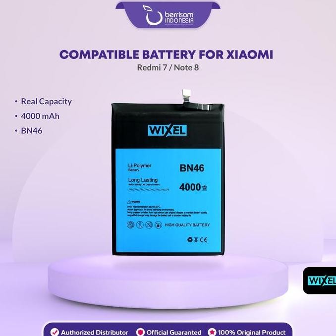 Wixel Me Baterai Xiaomi Bn46 Redmi 7 Note 8 Original Batre Batrai Ori