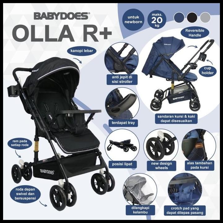 Terlaris Stroller Reversible Babydoes Olla R+ / Kereta Dorong Bayi Kursi Roda 2 Arah High Quality
