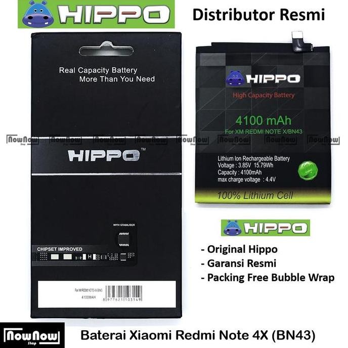 Baterai Hippo Xiaomi Redmi Note 4X Snapdragon Bn43 Original Batre Hp