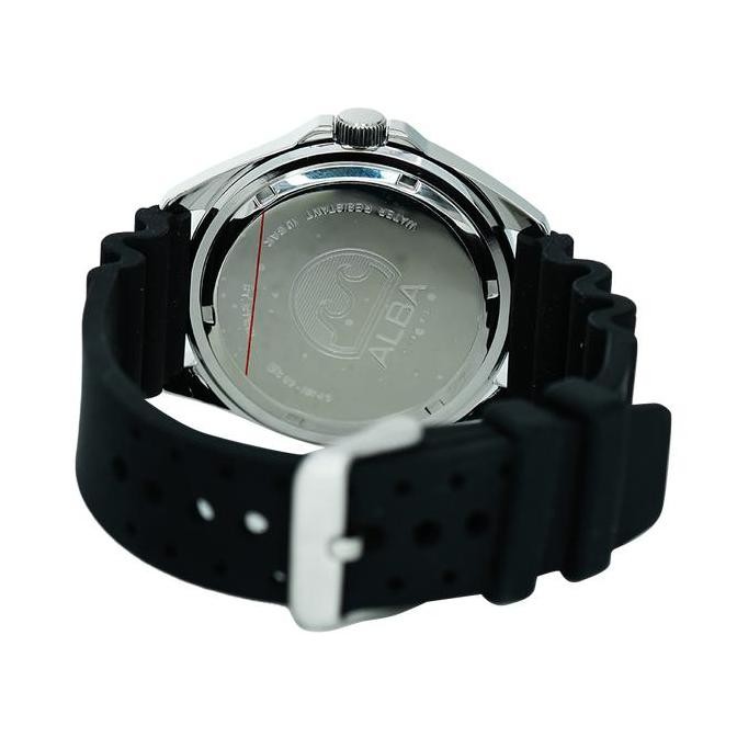 Grosir Jam Tangan Pria Alba Prestige Ah9025X1 Black Dial Rubber Strap